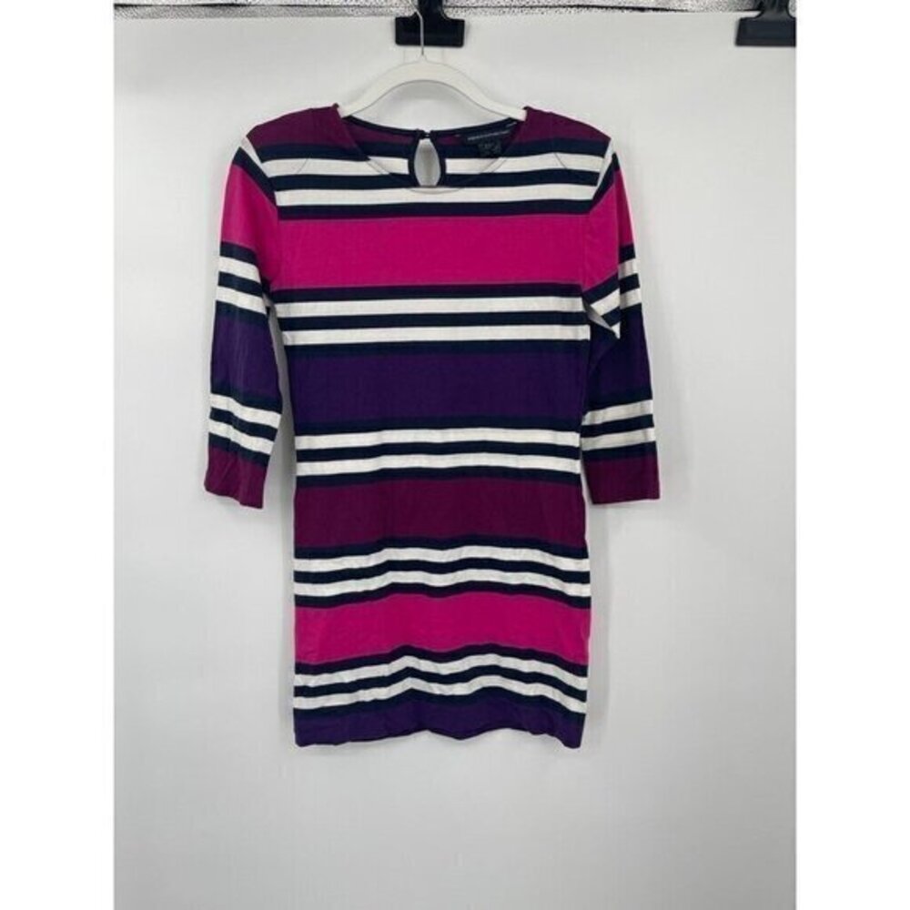 French Connection Womens Dress 8 Pink Blue Striped Preppy Casual Knit Lined